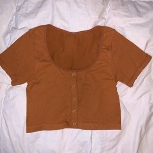 Burnt orange button up crop top